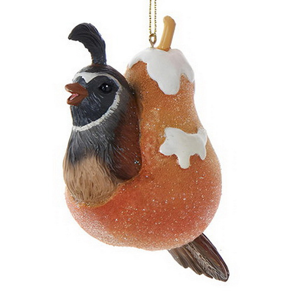 Елочная игрушка "Птица и груша" 10,2 см