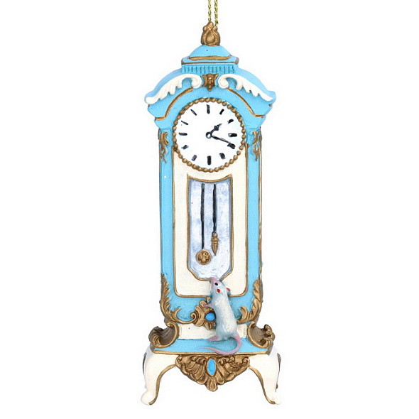 Игрушка на елку "Часы с мышкой" 10 см