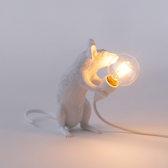 Лампа настольная Seletti Mouse Lamp Mac Sitting 12,5 см, белая
