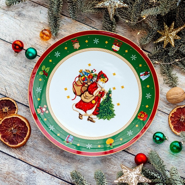 Блюдо для торта Happy Wintertime 31 см, зеленое