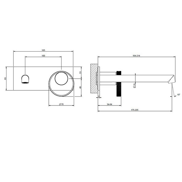 Внешняя часть Gessi Anello 63389.706 смесителя для ванны, черный PVD