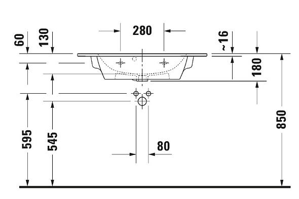 Раковина Duravit ME by Starck 83х40 2342830060, подвесная, белая