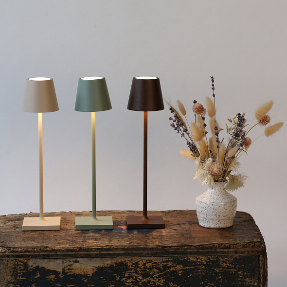 Лампа настольная Zafferano Poldina Pro Micro 27,5 см, серо-зеленая