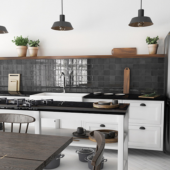 Плитка керамическая Equipe Manacor 10х10, Black, 8 мм