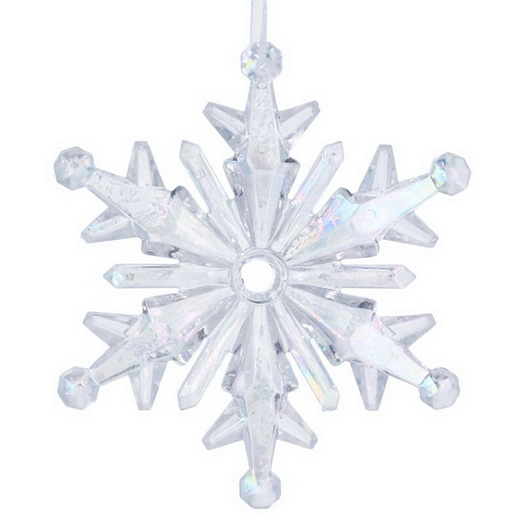 Елочная игрушка "Снежинка с радужным блеском" 10 см