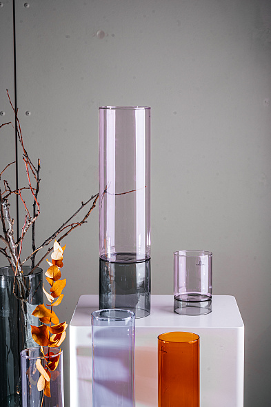 Ваза Bamboo Groove 37 см, цвет розовый/дым