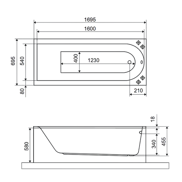 Ванна акриловая Excellent Aurum 170x70, с ножками