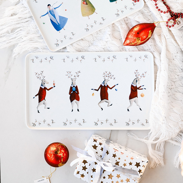 Блюдо прямоугольное "Олени" Angels 41,9х25,2 см