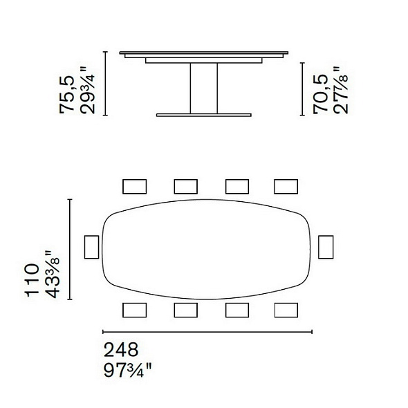 Стол Calligaris Cameo 250х110, Wild Gray