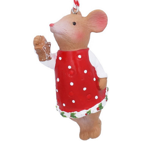 Елочная игрушка "Мышонок Holly с имбирным пряником" 7 см