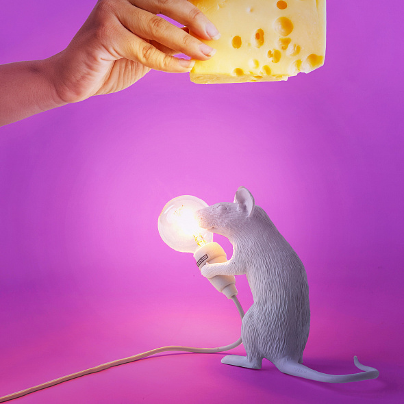 Лампа настольная Seletti Mouse Lamp Mac Sitting 12,5 см, белая