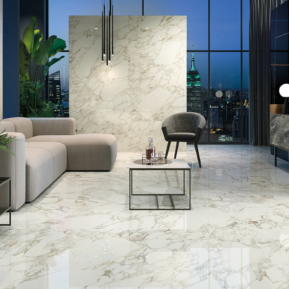 Керамогранит Italon Charme Deluxe 80х80 Lux, Arabescato White, 9 мм