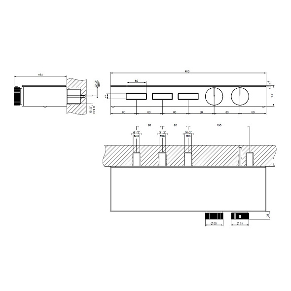 Внешняя часть Gessi HI-FI 63024.149 смесителя термостатического, брашированный никель