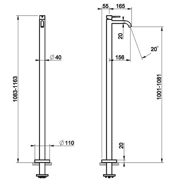 Смеситель для ванны Gessi 316 54097.239, напольный, брашированная сталь