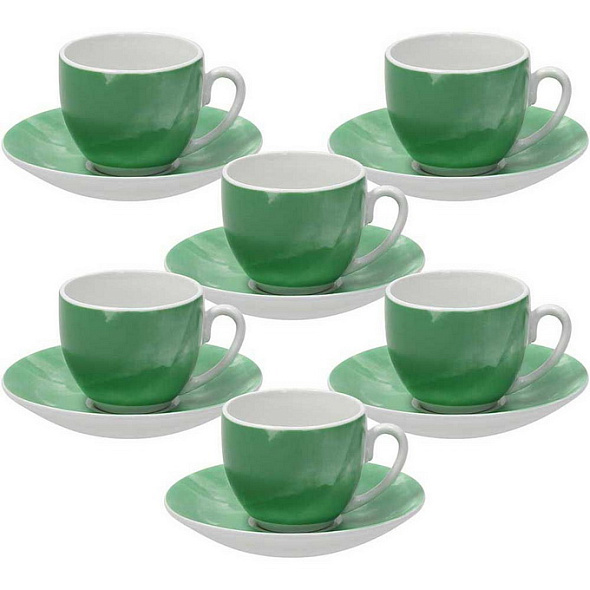 Набор чашек кофейных с блюдцами Sfera Colorplay Verde 120 мл, 12 предметов