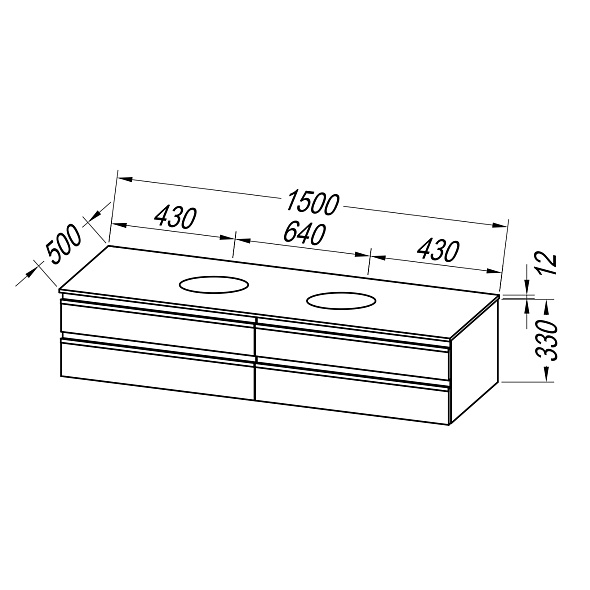 Тумба со столешницей Kolpa-San Alexis OA 150 GN, 150x50, подвесная, зеленый
