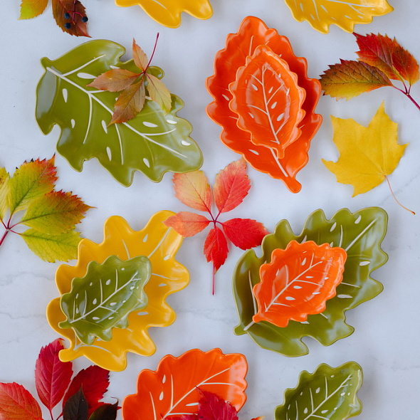 Чаша-листок Relief Foglie 15х10х3,5см, зеленая