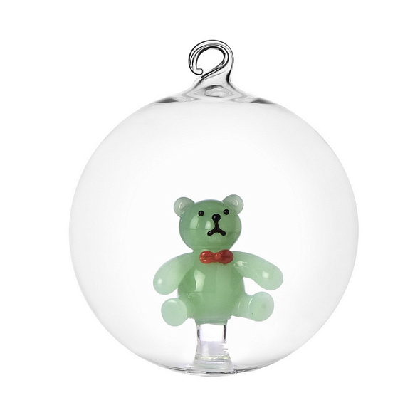 Елочный шар "Зеленый мишка" Schiaccianoci 8 см
