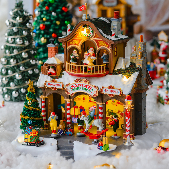 Фигурка музыкальная "Мастерская Санты" 27,5х25х27 см