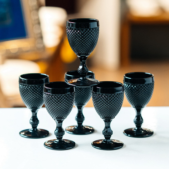 Набор рюмок на ножке Sweet Liquor 55 мл, 6 шт, черный