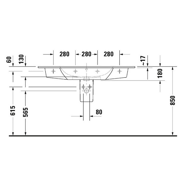 Раковина Duravit ME by Starck 123х49 2336120060, подвесная, белая