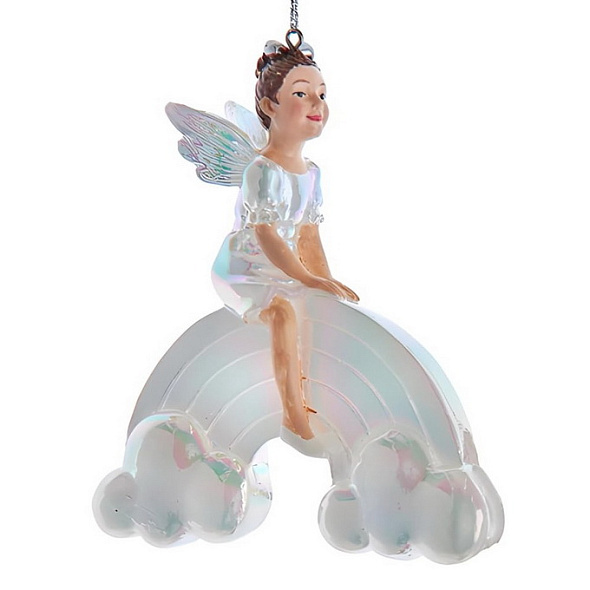 Новогодняя игрушка "Белая фея на радуге" 10,2 см