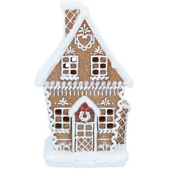 Фигурка с подсветкой "Пряничный домик с белой глазурью" 21х14х11 см 
