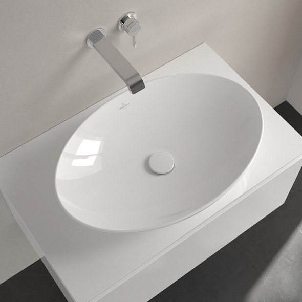 Раковина накладная Villeroy & Boch Loop & Friends 62х42, CeramicPlus, 4A4801R1, из TitanCeram, белая