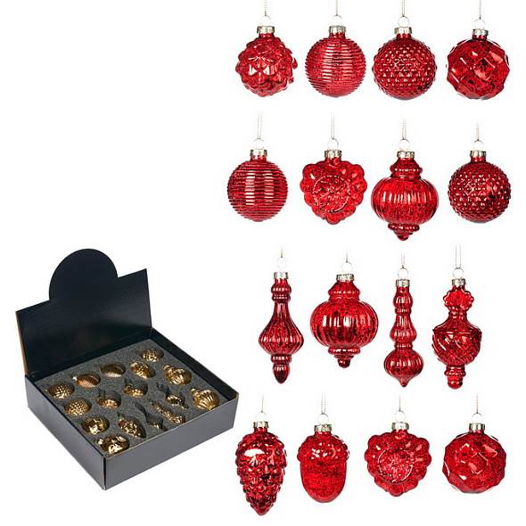 Набор елочных игрушек Goodwill 5 см, 16 шт, цвет красный