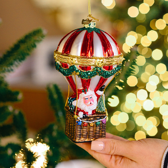 Елочная игрушка "Санта на шаре" 14 см 