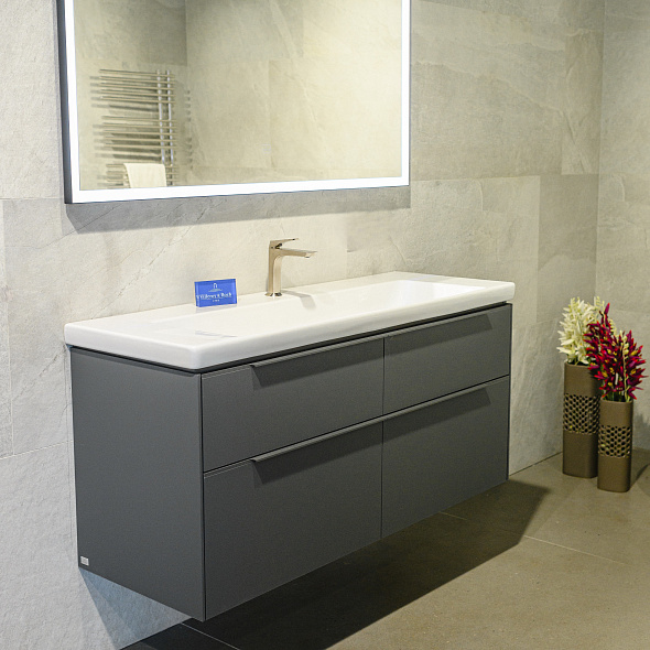 Тумба с раковиной Villeroy & Boch Subway 3.0 130х58, подвесная, графит