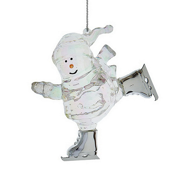 Елочная игрушка "Снеговик на коньках" 9 см