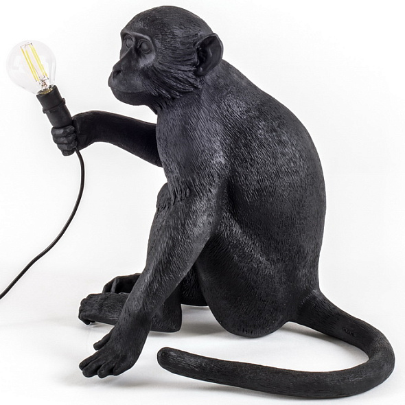 Лампа настольная Monkey Lamp Sitting  Outdoor 32 см, черная