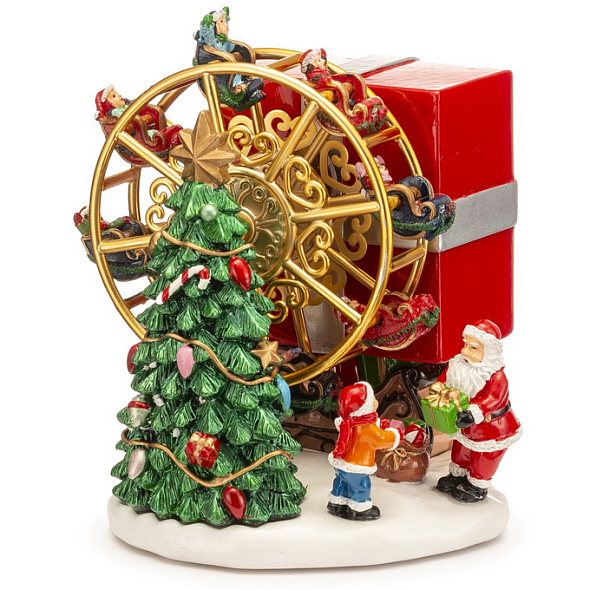 Фигурка музыкальная "Санта у колеса обозрения" 14 см