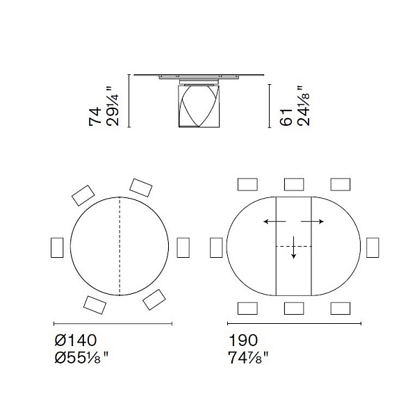 Стол Calligaris Tango 125(184)х125 CS4170, Calacatta Paonazzo