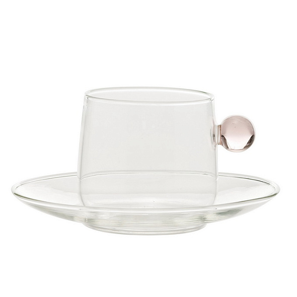 Чашка чайная с блюдцем Bilia 220 мл, розовая