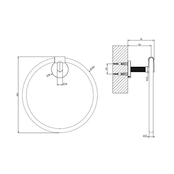 Полотенцедержатель Gessi Anello 63809.726, брашированная теплая бронза PVD