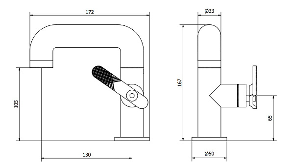 Смеситель для раковины iB Rubineti Bold lever q1_B2200CS, брашированный черный