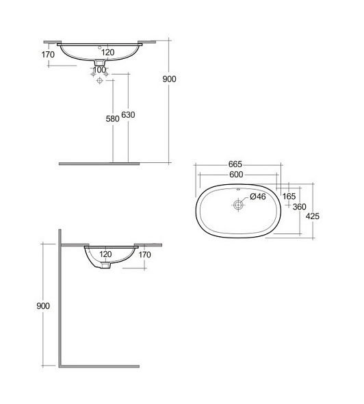 Раковина встраиваемая RAK Ceramics Variant 60х36 VARUC36000AWHA