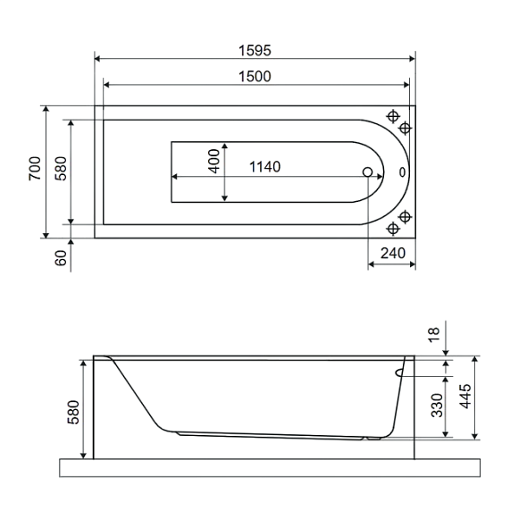 Ванна акриловая Excellent Aurum 160x70, с ножками