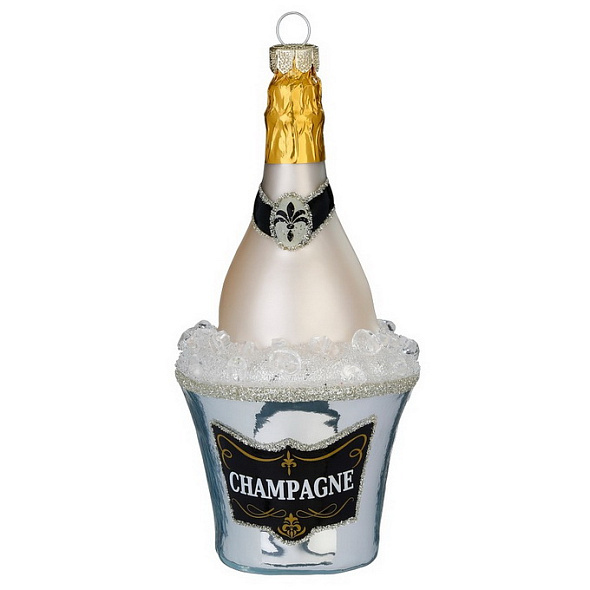 Елочная игрушка "Шампанское в кулере" 13 см