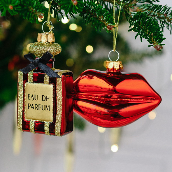 Елочная игрушка "Красные губы" 6х10 см