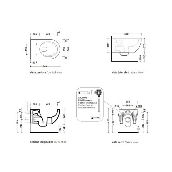 Унитаз подвесной Flaminia App 54х36, Gosilent, с сиденьм, Carbone