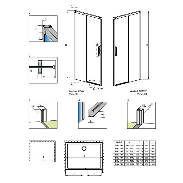 Раздвижная дверь Radaway Idea 120х200, правая, прозрачное стекло 6 мм, хром