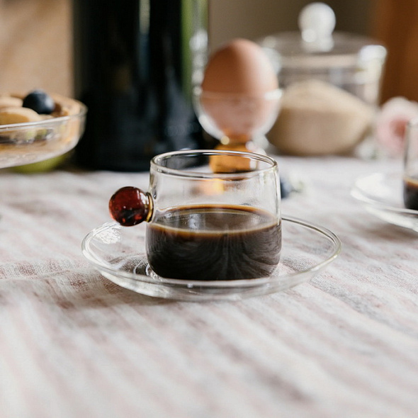 Чашка кофейная с блюдцем Bilia 120 мл, янтарная