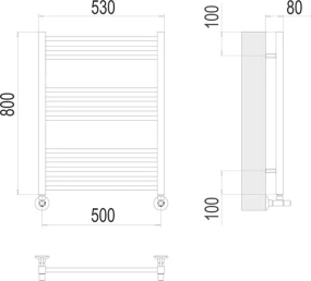 Полотенцесушитель Terminus Сицилия 80х53, водяной, хром