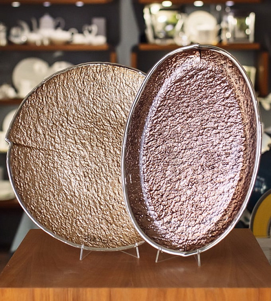 Блюдо овальное Dogale Euclide Bronzo 34х22 см