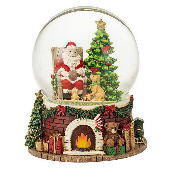 Фигурка "Снежный шар: Санта с собачками" 16 см