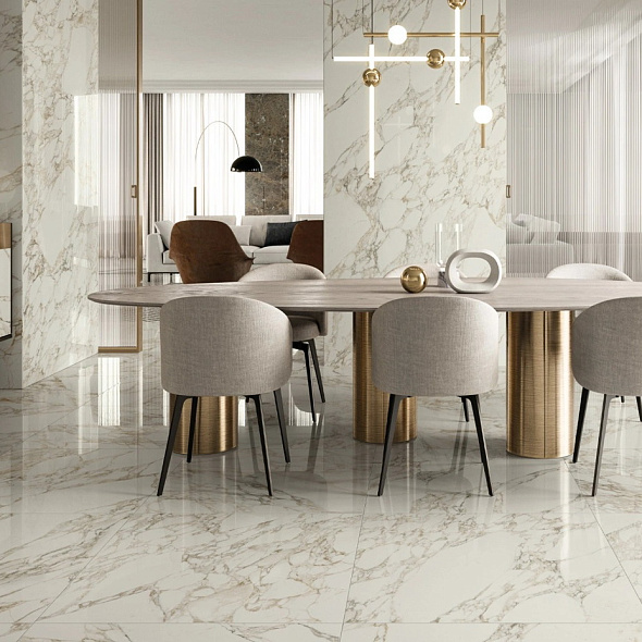 Керамогранит Italon Charme Deluxe 80х80 Lux, Arabescato White, 9 мм