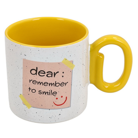 Кружка "Dear: remember to smile :)" 380 мл, желтая